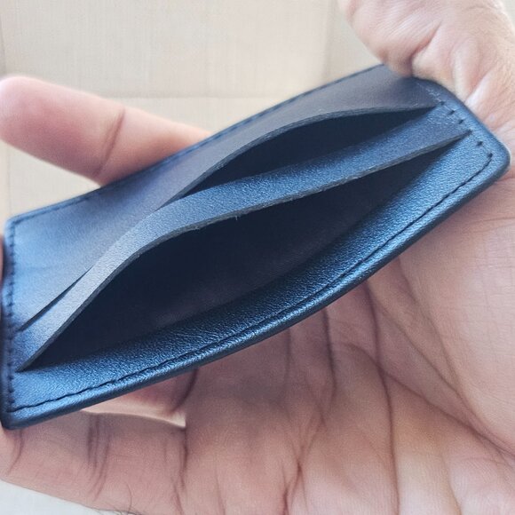 Leather Card Holder Handmade Black Genuine Leather Cardholder Handmade - Picture 3 of 11